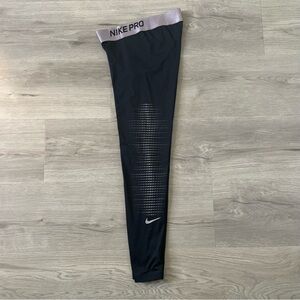 Nike Pro Womens Black Leggings with Pink Silver Waistband and accents Size M